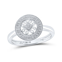 Load image into Gallery viewer, 10kt White Gold Womens Round Diamond Circle Ring 1/10 Cttw
