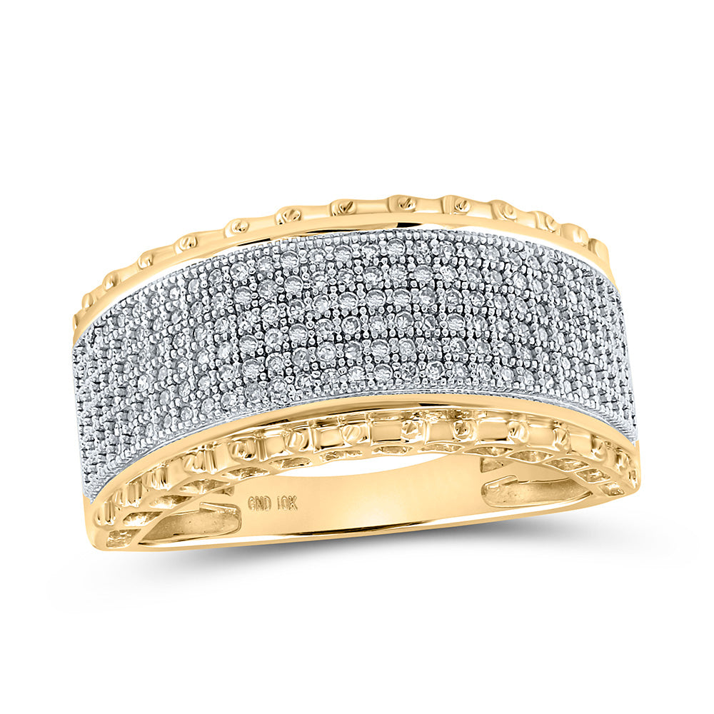 10kt Yellow Gold Mens Round Diamond Band Ring 1/2 Cttw
