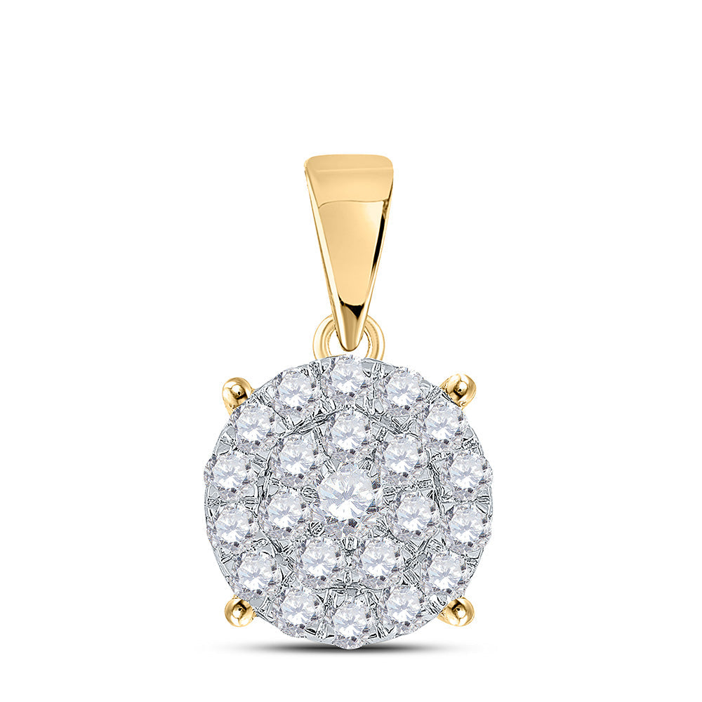 10kt Yellow Gold Womens Round Diamond Cluster Pendant 2 Cttw