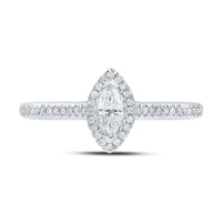 Load image into Gallery viewer, 10kt White Gold Marquise Diamond Halo Bridal Wedding Engagement Ring 1/3 Cttw
