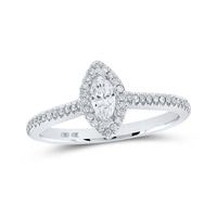 Load image into Gallery viewer, 10kt White Gold Marquise Diamond Halo Bridal Wedding Engagement Ring 1/3 Cttw
