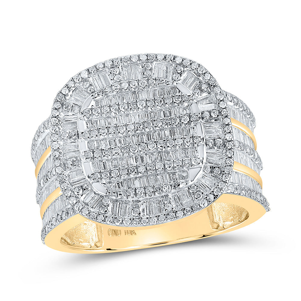 10kt Yellow Gold Mens Baguette Diamond Cluster Ring 1-5/8 Cttw