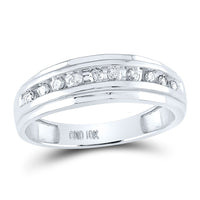 Load image into Gallery viewer, 10kt White Gold Mens Round Diamond Wedding Band Ring 1/4 Cttw
