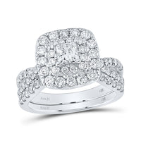 Load image into Gallery viewer, 14kt White Gold Princess Diamond Square Bridal Wedding Ring Band Set 2 Cttw
