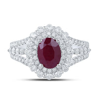 Load image into Gallery viewer, 14kt White Gold Womens Oval Ruby Solitaire Diamond Fashion Ring 2 Cttw
