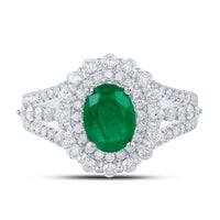 Load image into Gallery viewer, 14kt White Gold Womens Oval Emerald Solitaire Diamond Fashion Ring 1-7/8 Cttw
