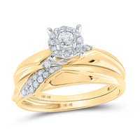 Load image into Gallery viewer, 10kt Yellow Gold His Hers Round Diamond Halo Matching Wedding Set 1/3 Cttw
