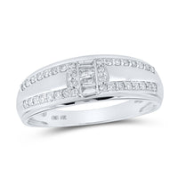 Load image into Gallery viewer, 10kt White Gold His Hers Round Diamond Square Matching Wedding Set 1 Cttw
