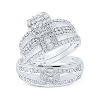 Load image into Gallery viewer, 10kt White Gold His Hers Round Diamond Square Matching Wedding Set 1 Cttw
