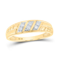 Load image into Gallery viewer, 10kt Yellow Gold His Hers Round Diamond Square Matching Wedding Set 1/2 Cttw
