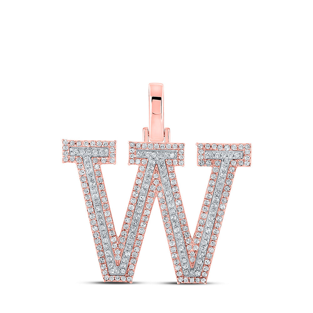 10kt Two-tone Gold Mens Round Diamond W Initial Letter Pendant 3/4 Cttw