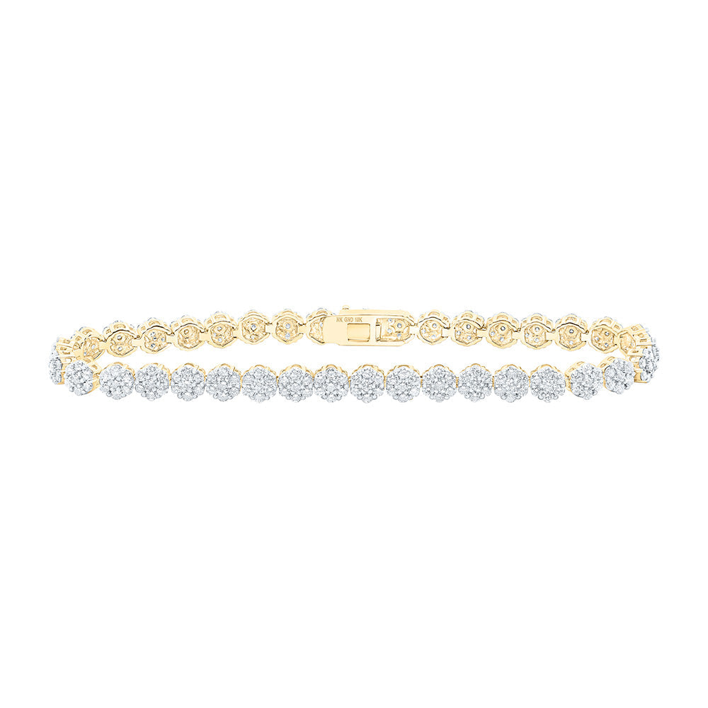 10kt Yellow Gold Womens Round Diamond Fashion Bracelet 4-3/8 Cttw