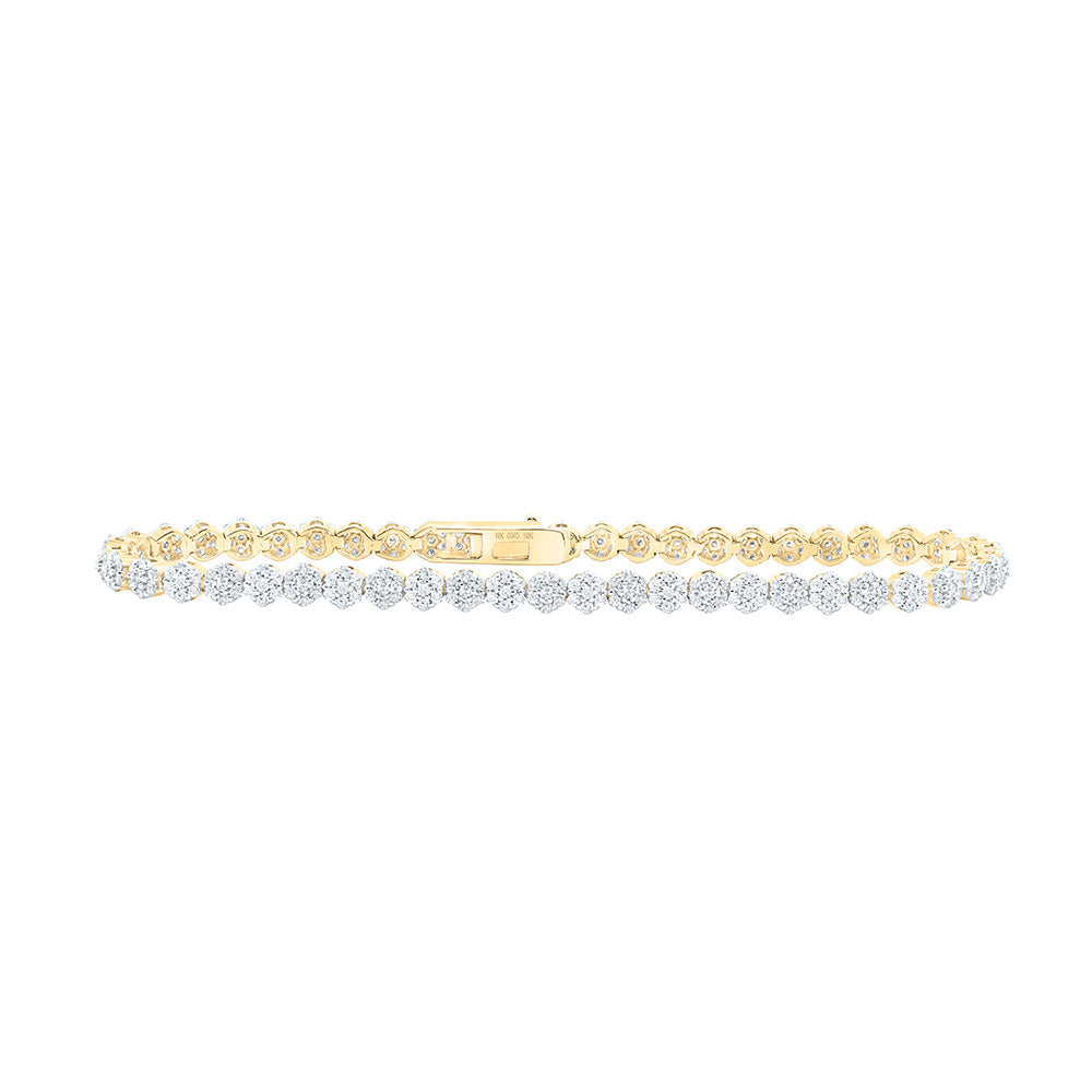10kt Yellow Gold Womens Round Diamond Fashion Bracelet 2-1/5 Cttw