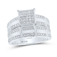 Load image into Gallery viewer, Sterling Silver His Hers Round Diamond Square Matching Wedding Set 1/2 Cttw
