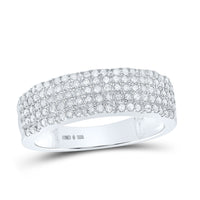 Load image into Gallery viewer, Sterling Silver His Hers Round Diamond Cluster Matching Wedding Set 5/8 Cttw
