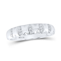 Load image into Gallery viewer, Sterling Silver His Hers Round Diamond Cluster Matching Wedding Set 1/4 Cttw
