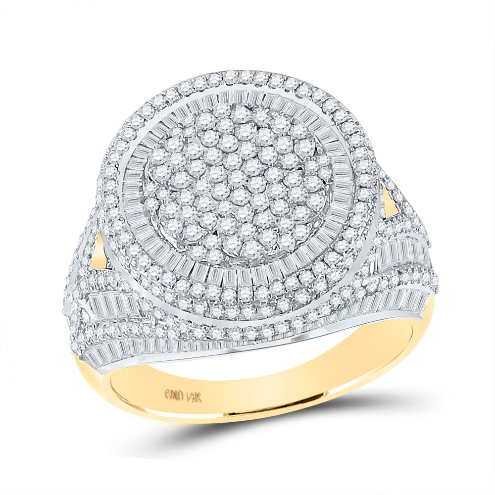 14kt Yellow Gold Mens Baguette Diamond Pinky Circle Ring 3-3/4 Cttw