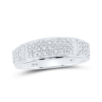 Load image into Gallery viewer, 10kt White Gold His Hers Round Diamond Cluster Matching Wedding Set 1-3/8 Cttw
