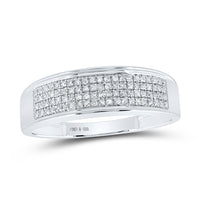 Load image into Gallery viewer, Sterling Silver His Hers Round Diamond Cluster Matching Wedding Set 3/4 Cttw
