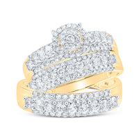 Load image into Gallery viewer, 10kt Yellow Gold His Hers Round Diamond Cluster Matching Wedding Set 1-3/4 Cttw
