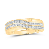 Load image into Gallery viewer, 10kt Yellow Gold His Hers Round Diamond Cluster Matching Wedding Set 1 Cttw
