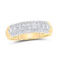 Load image into Gallery viewer, 10kt Yellow Gold His Hers Round Diamond Cluster Matching Wedding Set 2-5/8 Cttw
