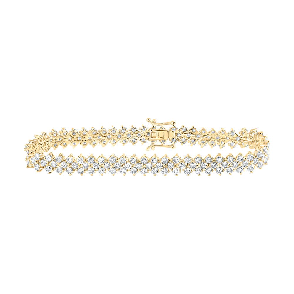14kt Yellow Gold Womens Round Diamond Tennis Bracelet 8-3/8 Cttw