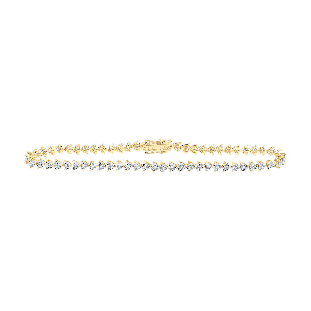 10kt Yellow Gold Womens Round Diamond 8-inch Heart Bracelet 1 Cttw