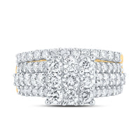Load image into Gallery viewer, 10kt Yellow Gold Round Diamond Square Bridal Wedding Ring Band Set 2 Cttw
