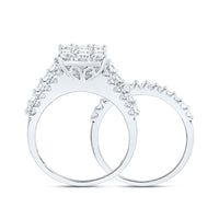 Load image into Gallery viewer, 10kt White Gold Round Diamond Bridal Wedding Ring Band Set 2 Cttw
