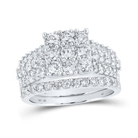 Load image into Gallery viewer, 10kt White Gold Round Diamond Bridal Wedding Ring Band Set 2 Cttw
