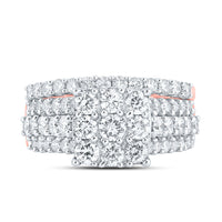 Load image into Gallery viewer, 10kt Rose Gold Round Diamond Bridal Wedding Ring Band Set 2 Cttw
