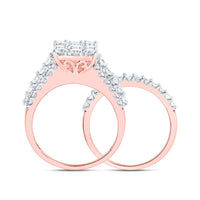 Load image into Gallery viewer, 10kt Rose Gold Round Diamond Bridal Wedding Ring Band Set 2 Cttw
