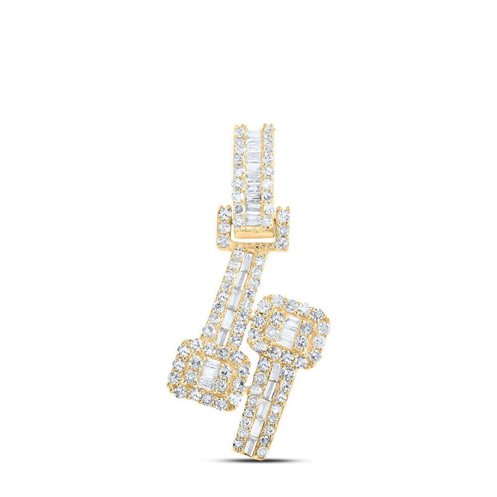 10kt Yellow Gold Womens Round Diamond Square Cuff Pendant 1/2 Cttw