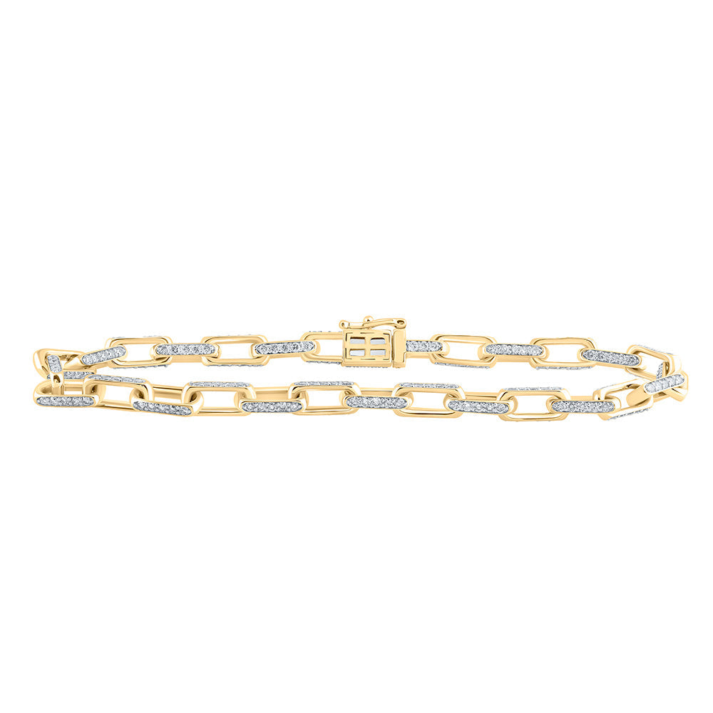 10kt Yellow Gold Mens Round Diamond 8.5-inch Anchor Link Bracelet 5 Cttw