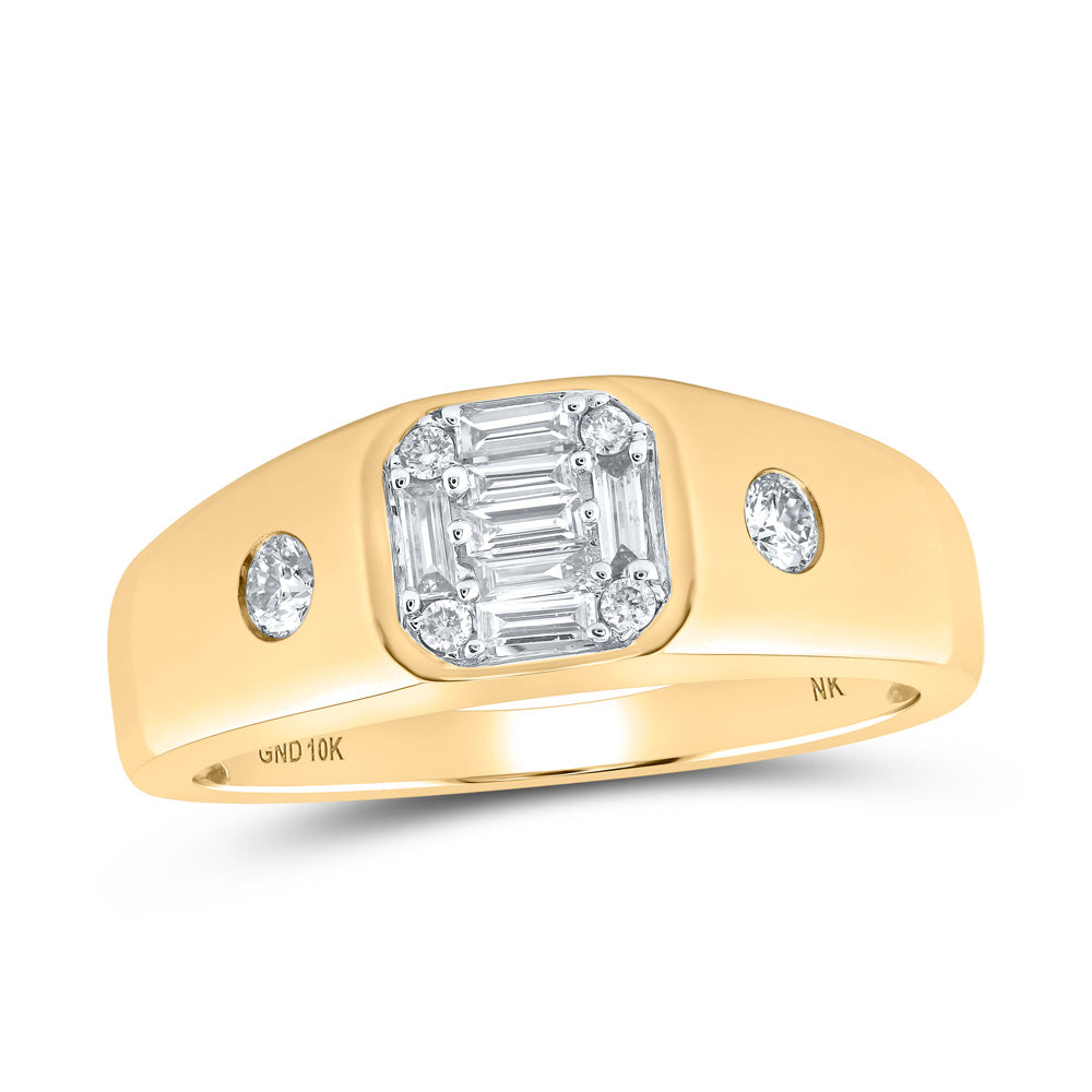 10kt Yellow Gold Mens Baguette Diamond Band Ring 3/8 Cttw