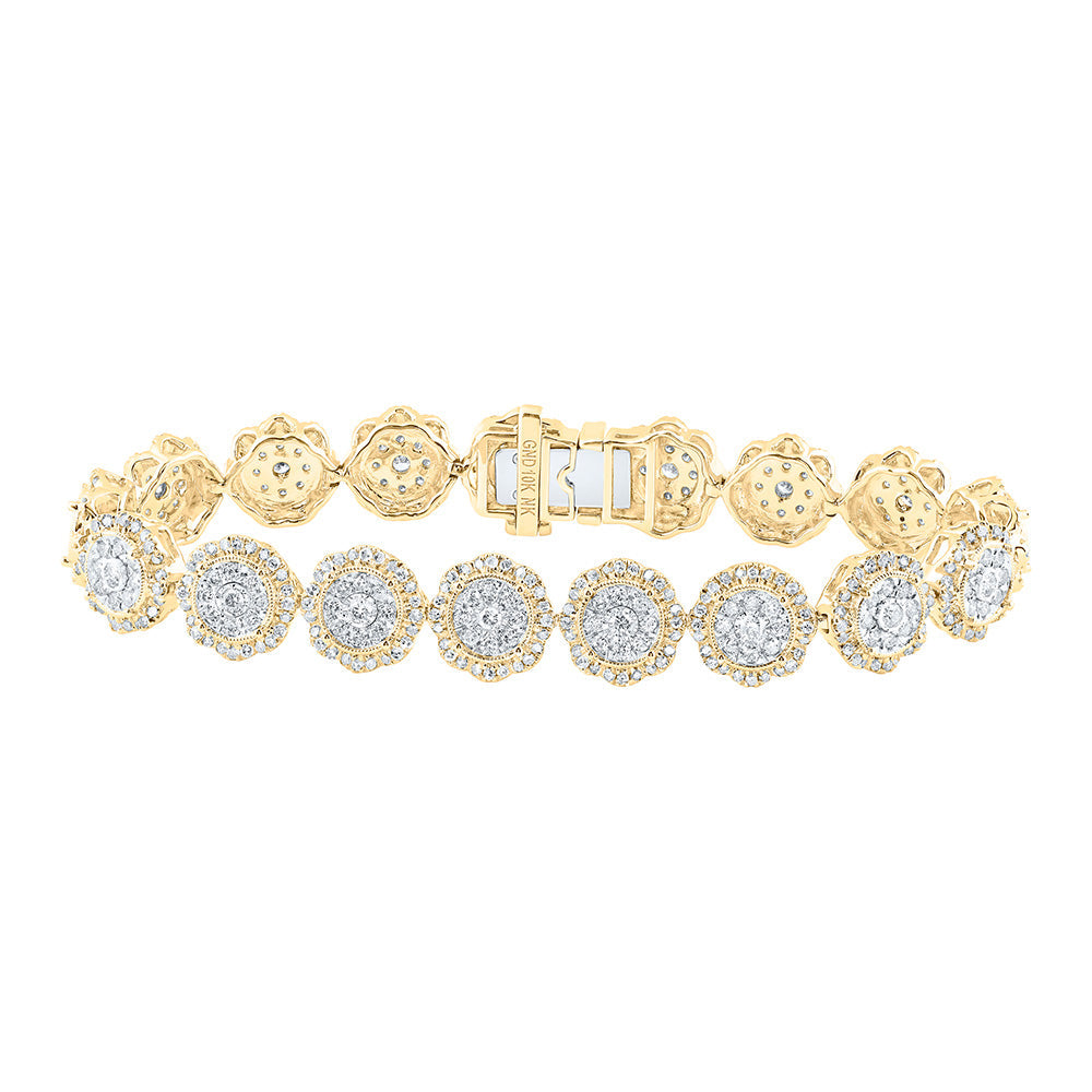 10kt Yellow Gold Womens Round Diamond Fashion Bracelet 4-1/2 Cttw