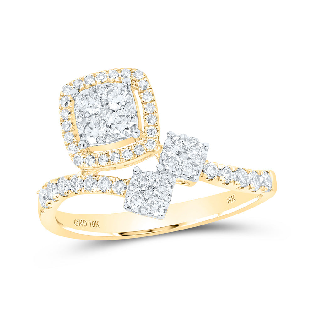 10kt Yellow Gold Womens Round Diamond Square Ring 5/8 Cttw