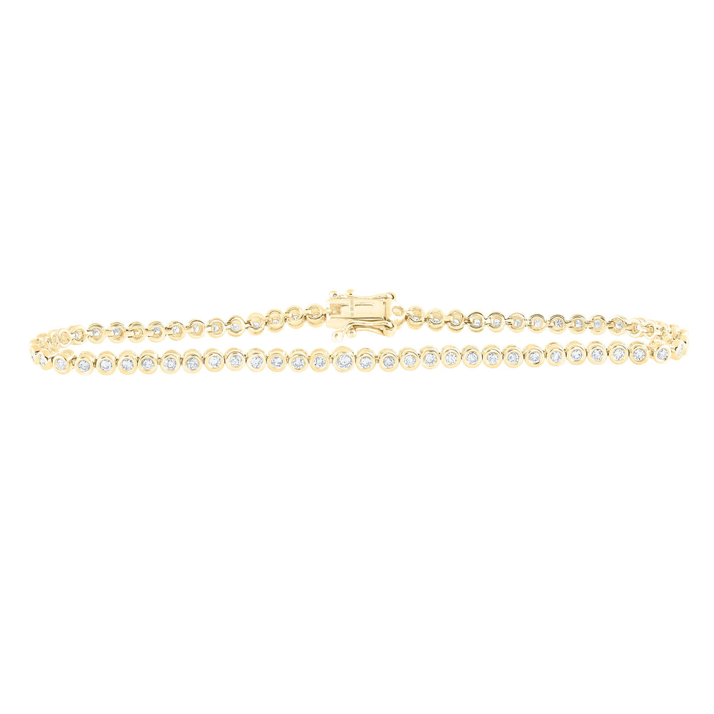 10kt Yellow Gold Womens Round Diamond Tennis Bracelet 7/8 Cttw