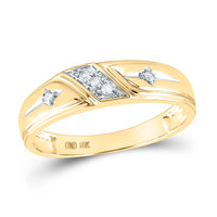 Load image into Gallery viewer, 10kt Yellow Gold His Hers Round Diamond Cross Matching Wedding Set 1/5 Cttw
