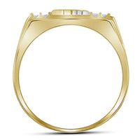 Load image into Gallery viewer, 10kt Yellow Gold Mens Round Diamond Dad Father Ring 1/8 Cttw
