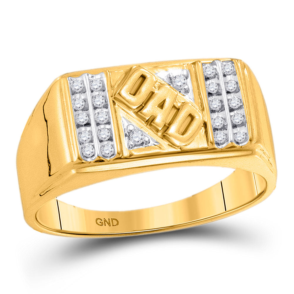 10kt Yellow Gold Mens Round Diamond Dad Father Ring 1/8 Cttw