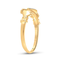 Load image into Gallery viewer, 10kt Yellow Gold Womens Round Diamond Claddagh Heart Ring .02 Cttw
