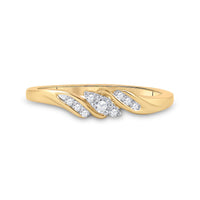 Load image into Gallery viewer, 10kt Yellow Gold Womens Round Diamond 3-stone Promise Ring 1/10 Cttw
