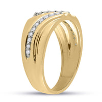Load image into Gallery viewer, 10kt Yellow Gold Mens Round Diamond Band Ring 1/4 Cttw
