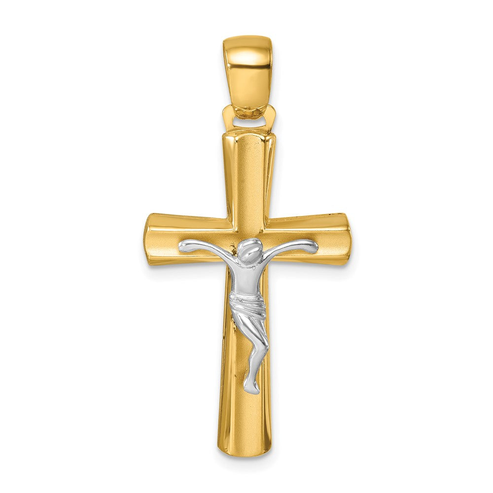 Herco 18K Two-tone Polished and Satin Crucifix Pendant