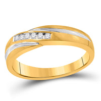 Load image into Gallery viewer, 10kt Yellow Gold Mens Round Diamond Wedding Band Ring 1/8 Cttw
