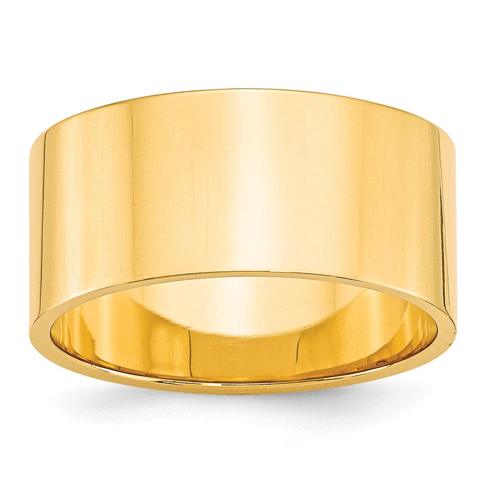 10k Yellow Gold 10mm Lightweight Flat Wedding Band Size 4