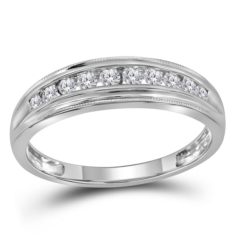 10kt White Gold Womens Round Diamond Single Row Band Ring 1/4 Cttw