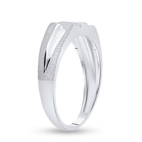 Load image into Gallery viewer, 10kt White Gold Mens Round Diamond Wedding Band Ring 1/10 Cttw
